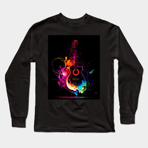 Gitar Neon Explosion Long Sleeve T-Shirt by KOTOdesign